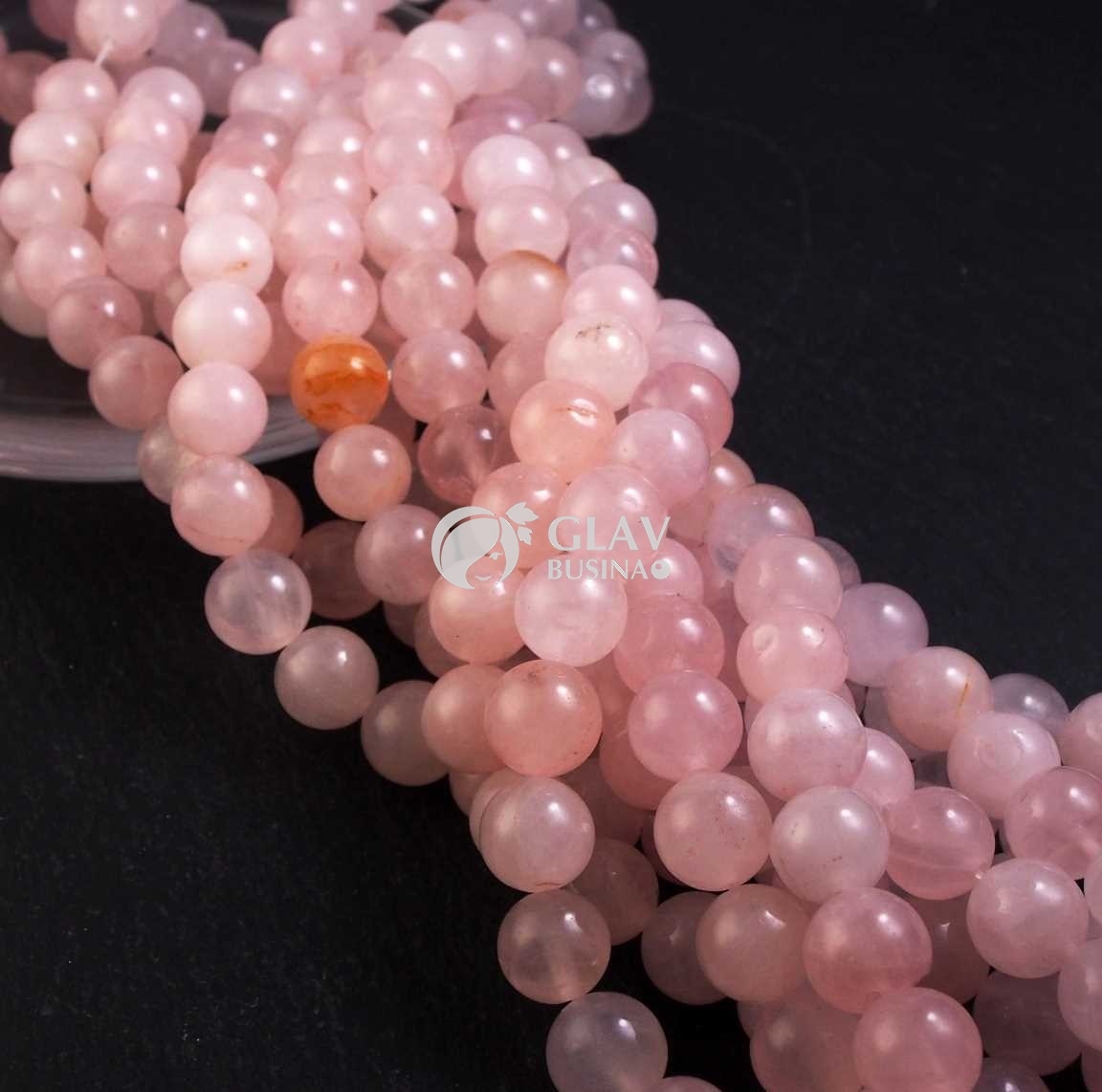ОПТ (50 ниток) Нитка бусин бразильского розового кварца, диам. 10.5 мм, отв-е 1мм, длина 38см / 38 бусин.