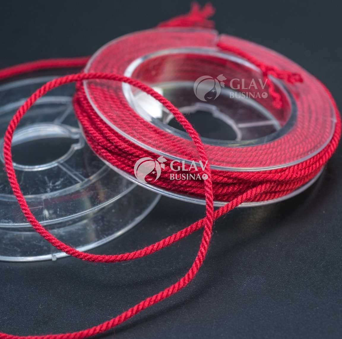 Полиэстровый шнур, текстура хлопка, 1мм, цвет винный красный, катушка 5м.