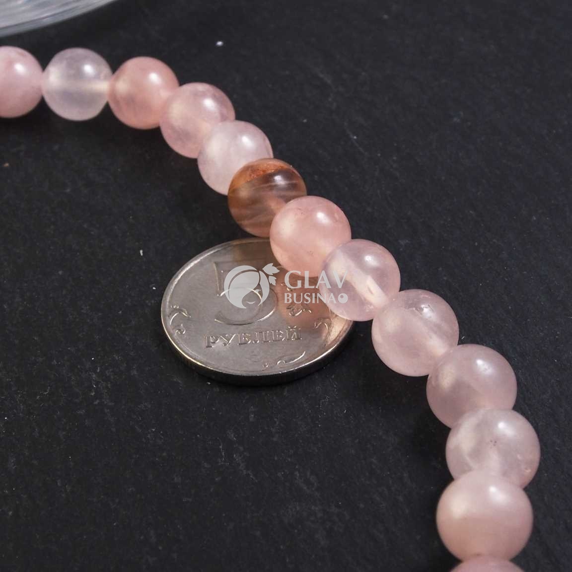 ОПТ (50 ниток) Нитка бусин бразильского розового кварца, диам. 10.5 мм, отв-е 1мм, длина 38см / 38 бусин.