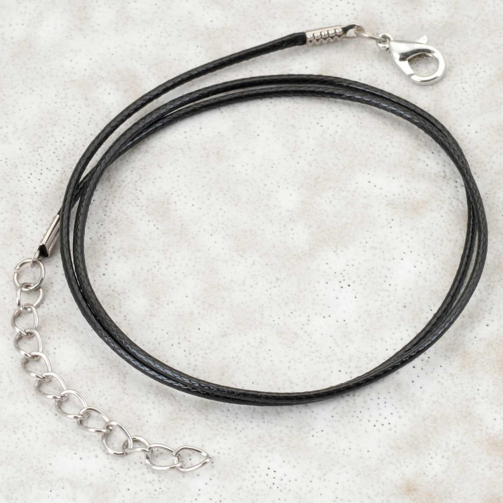 Основа кулона из полиэстрового вощеного шнура 1.2мм, длина 45см, цвет черный, с удлинительной цепочкой.