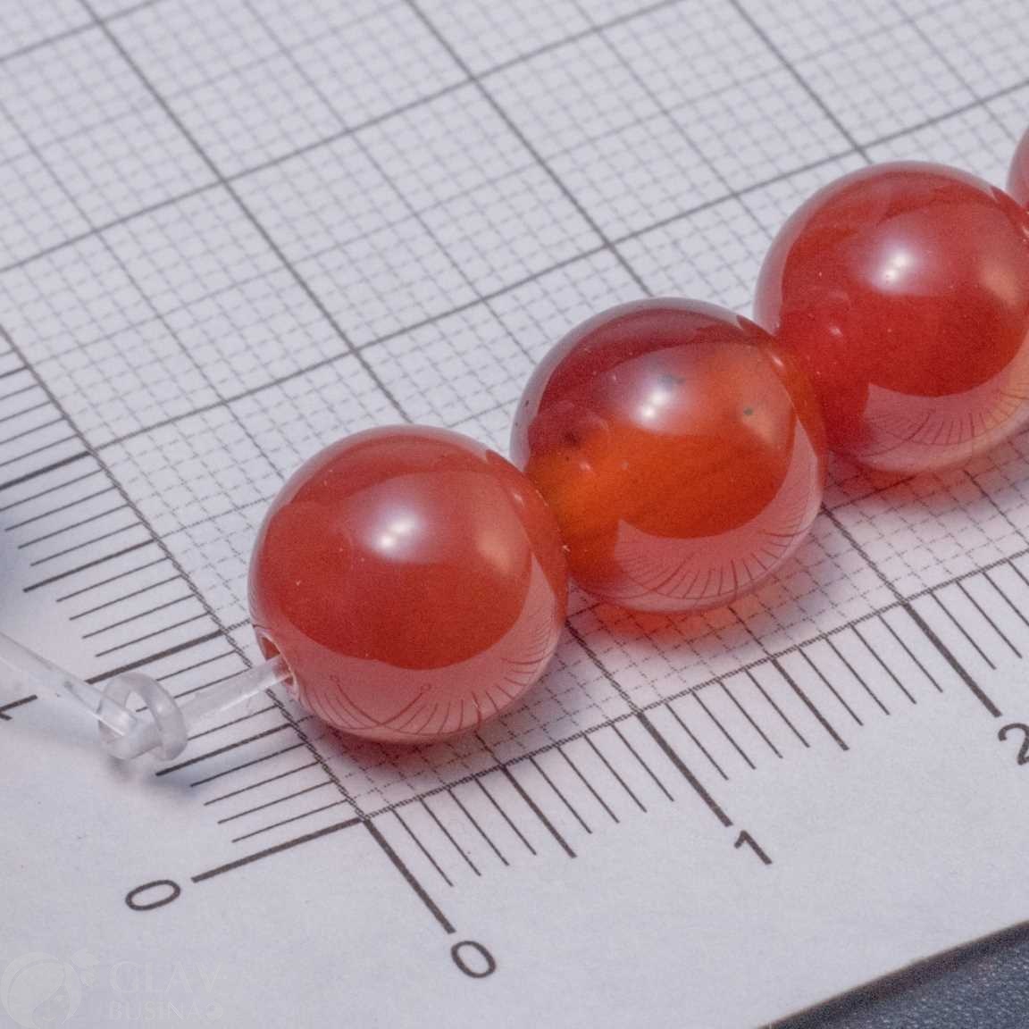 Красный агат, гладкие полированные бусины, шар, р-р 10мм, отв. 1мм.