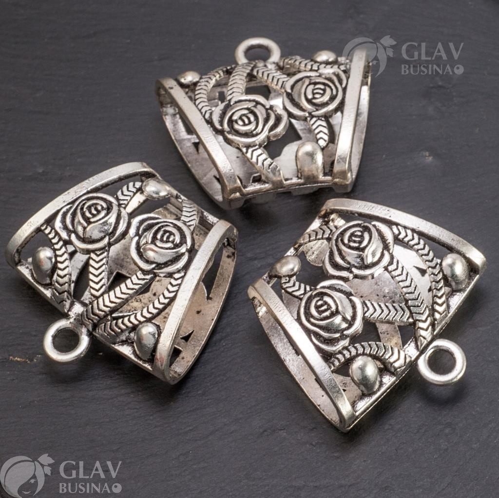 ОПТ (10 шт) Бейл для шарфа, р-р 39х37х16мм, отв-я 25х12 и 4.3 мм, сплав, цвет чернёное серебро.