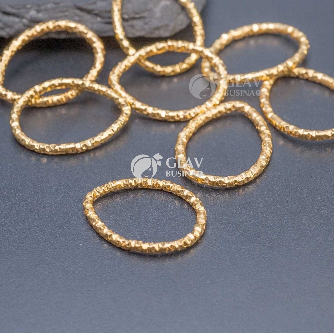 ОПТ (100 шт) Коннекторы-капли с насечками, 18х14х1.6 мм, цвет желтое золото, закрытые, разъемные, железные.