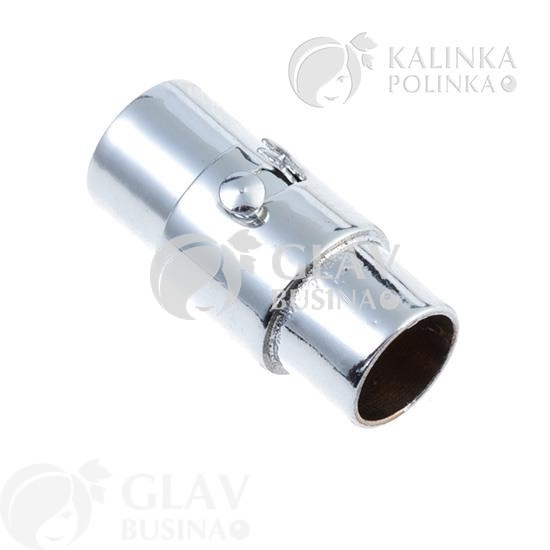 ОПТ (50 шт) Замок магнитный с защёлкой, латунь, цвет платина, р-р 17х8мм, для шнура диам. 6мм.