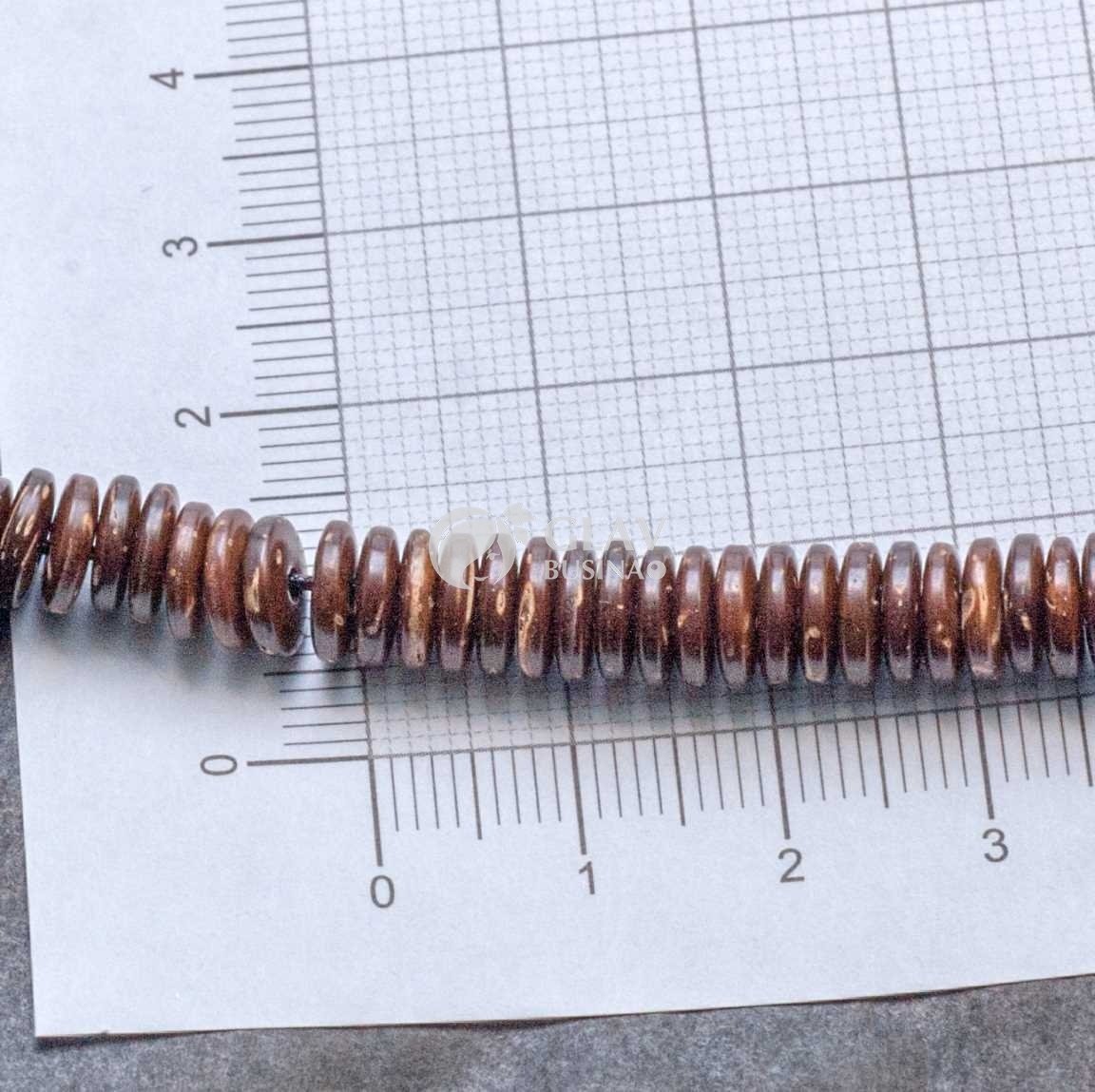 ОПТ (500 бусин) Бусины-хейши из оболочки кокосового ореха, цвет коричневый, р-р 7х2мм, отв-е 1,5мм.