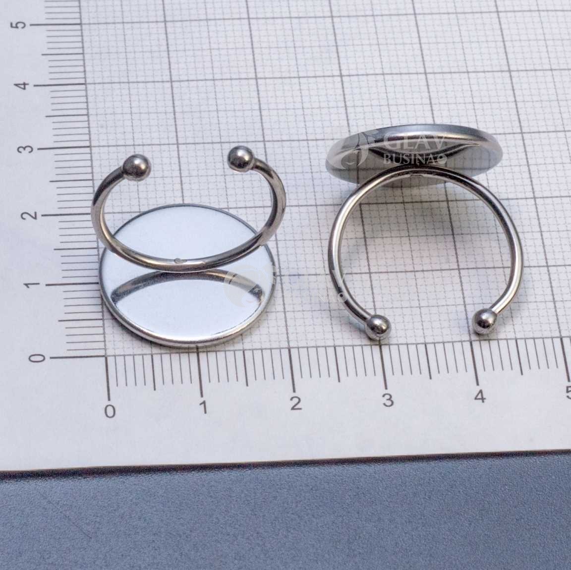 Основа кольца, универсальный размер, нержавеющая сталь, сеттинг 18 мм с бортиком.