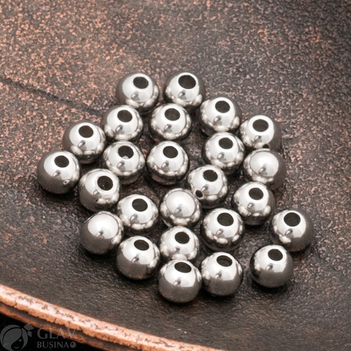 ОПТ (500 шт) Бусины-шарики из хирургической стали, р-р 4х3.5мм, отв-е 1.3мм.
