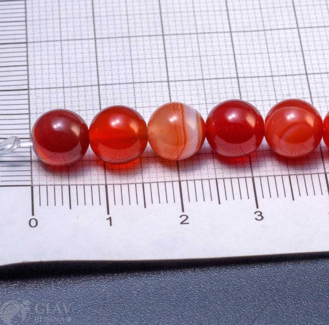 Сердолик гладкие полированные бусины, шар 8мм, отв. 1.2мм.
