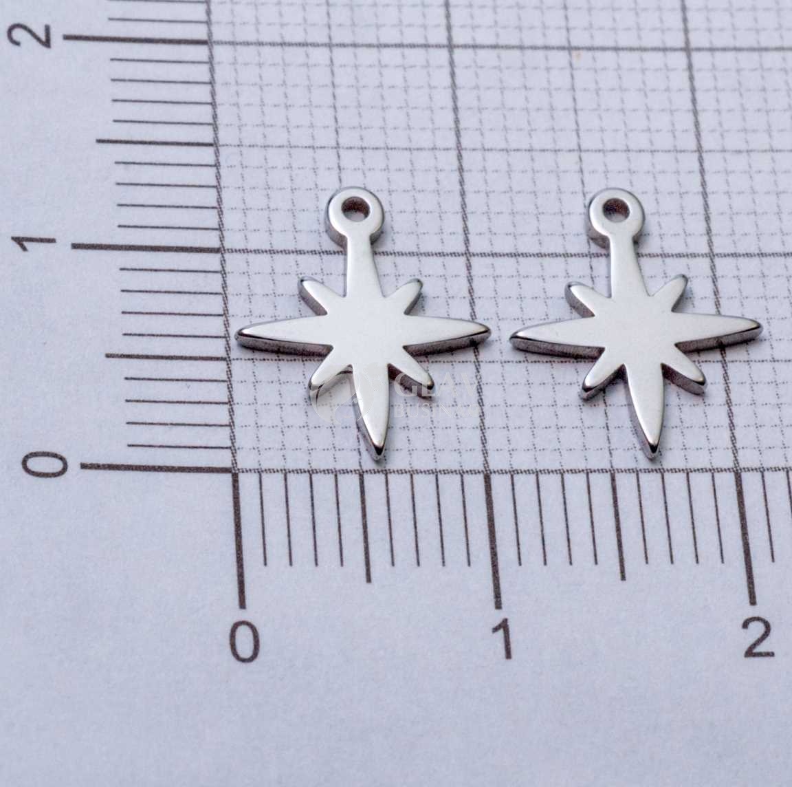 Восьмиконечная звезда, стальная подвеска, р-р 12х10х1 мм, отв-е 1 мм.