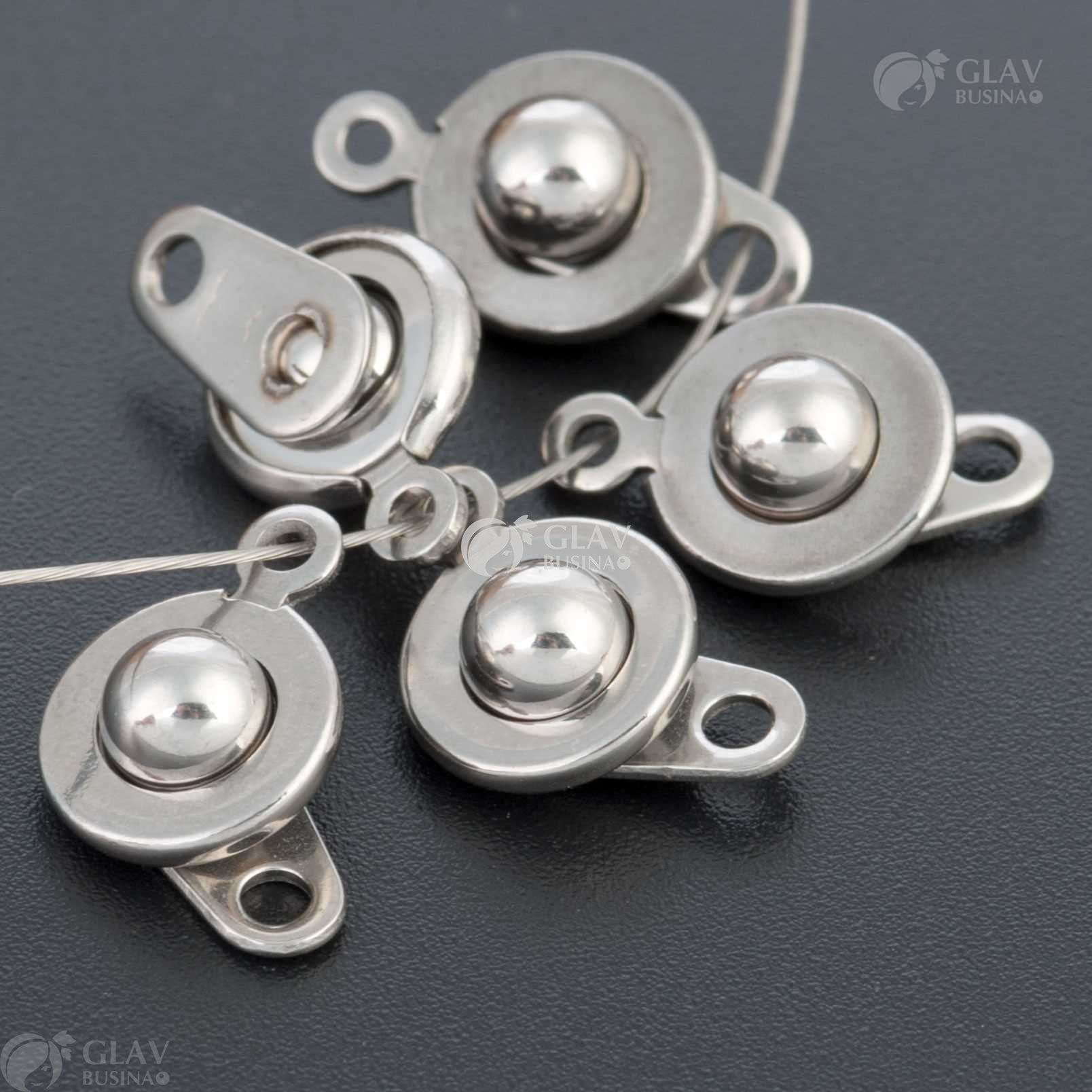 ОПТ (50 шт) Замок-защёлка из хирургической стали, диам. 9мм, длина 16мм, отв-я 1.5мм.
