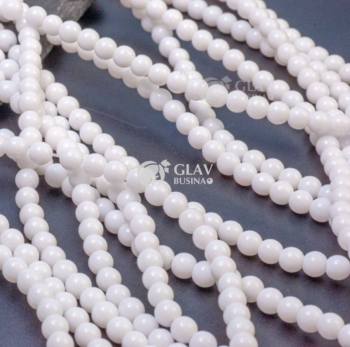 ОПТ (200 бусин) Фарфоровые бусины ручной работы, шар, р-р 4 мм, отв-е 0.8 мм, белые.