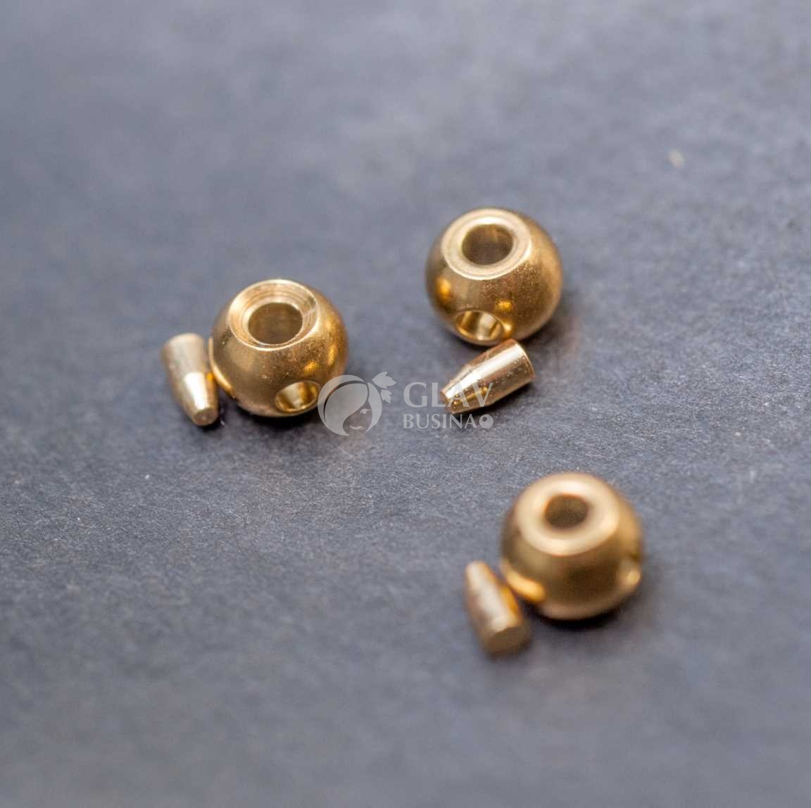 ОПТ (30 шт) Кримп самозажимной стальной, шар, р-р 3.5х3мм, отв-е 1.2мм, цвет покрытия золото.