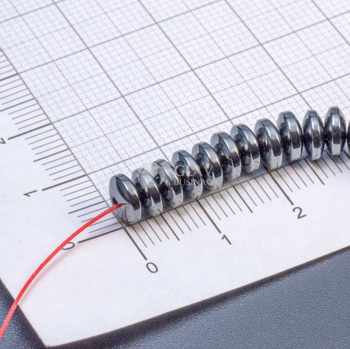 ОПТ (200 бусин) Бусина-рондель из немагнитного гематита, р-р 6х3мм, отв 1мм.