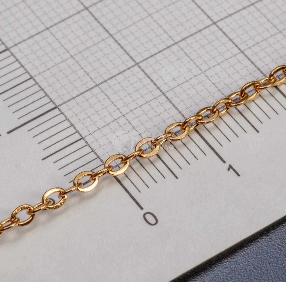 Цепочка 3х2х0.4мм, якорная, звенья круглые запаянные, хирургич. сталь, долговечное золотое покрытие, катушка 5 м.