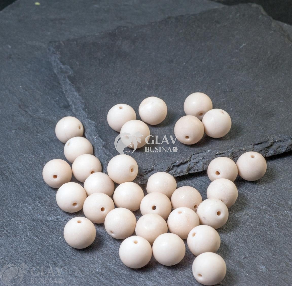 ОПТ (100 бусин) Бусина-шар из окаменелого дерева, бежевая, матовая, 10мм, отв. 1мм.
