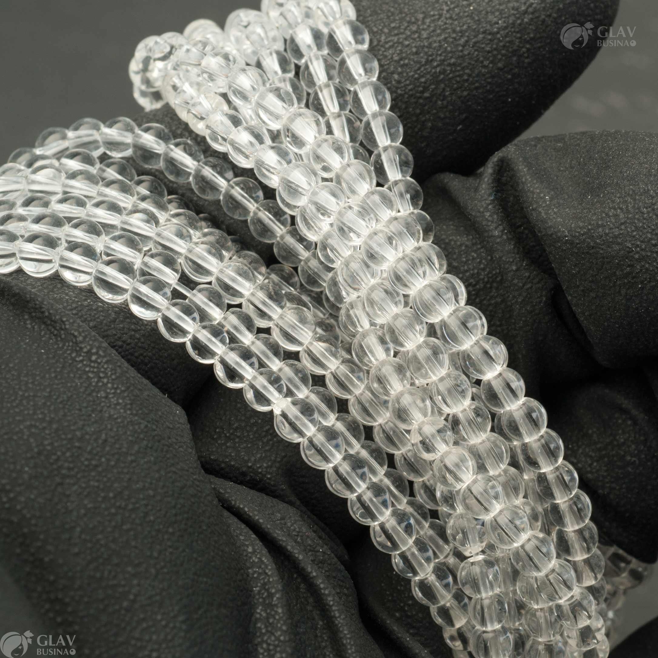 ОПТ (10 ниток) Нитка 110-115 круглых стеклянных бусин, диам. 3.5мм, отв-е 1мм, бесцветные, длина 35см.