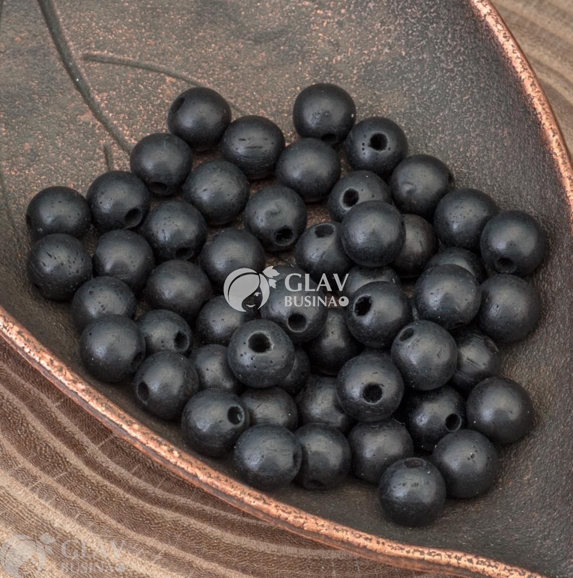 ОПТ (1000 бусин) Бусины-шарики из камерунского эбенового дерева, не шлифованные, цвет черный, р-р 6мм, отв. 1,2мм.