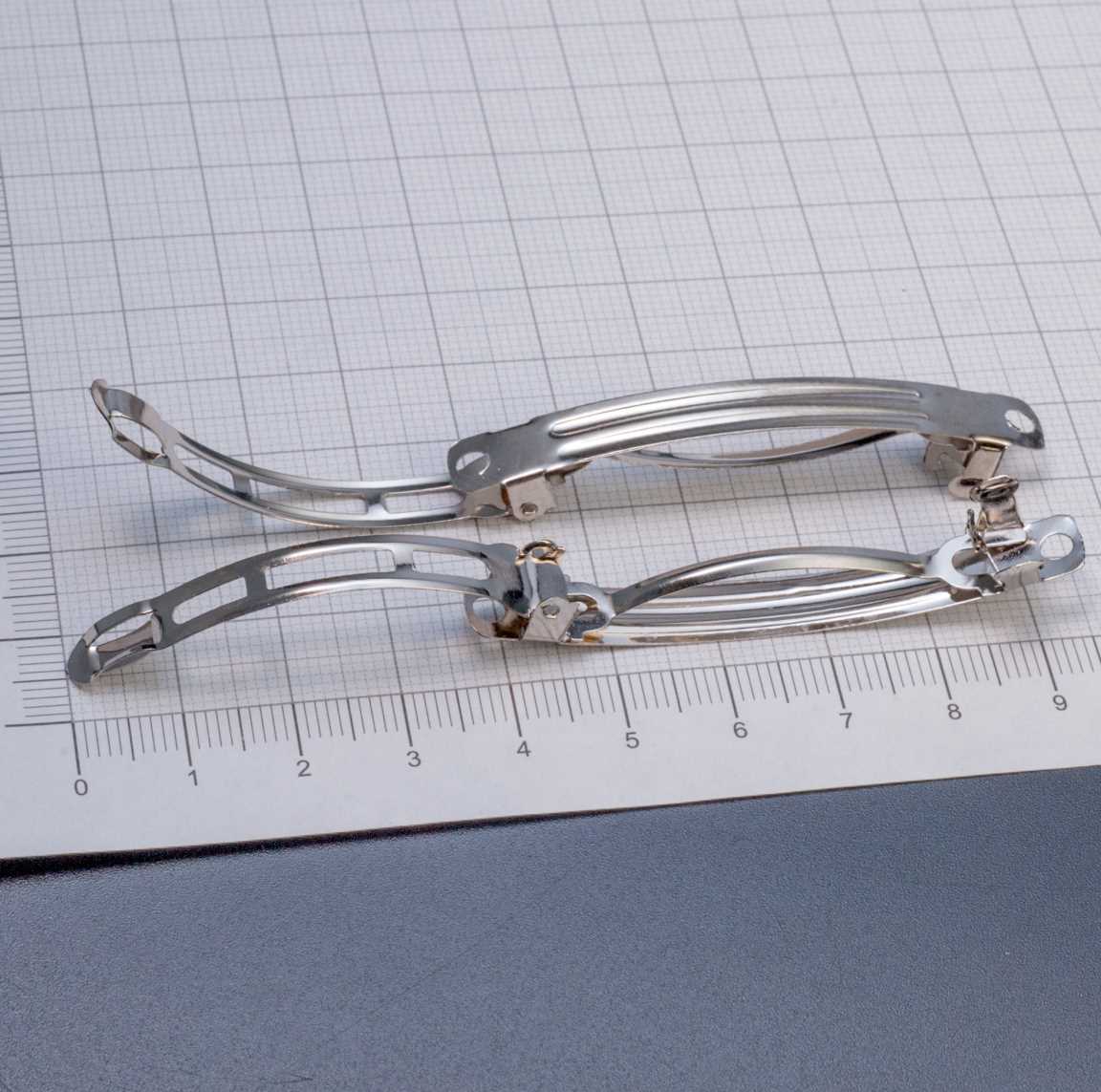 Основы для заколки-автомата, 58х6.5мм, железо, цвет платина, цена за 5шт.