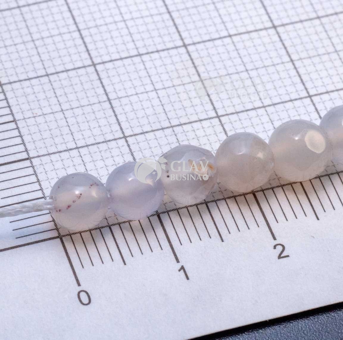 ОПТ (250 бусин) Белый агат, граненые бусины, шар, р-р 6 мм, отв-е 1мм.