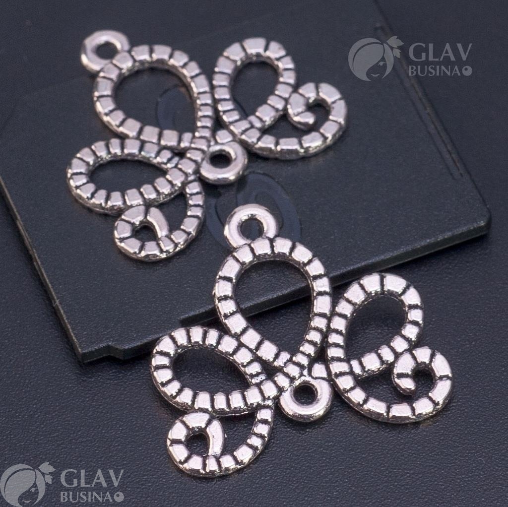 ОПТ (20 шт) Коннектор 1/1 из бижутерного сплава, двусторонний, р-р 21х21х1.5мм, отв-е 1.5мм, цвет чернёное серебро.