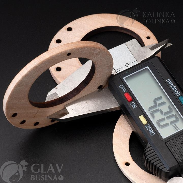 ОПТ (20 шт) Заготовка центрального элемента из бука 60х4.5мм, внутреннее отв-е 36мм, 7 отверстий для подвесов 3мм, 1 крепёжное 2мм.