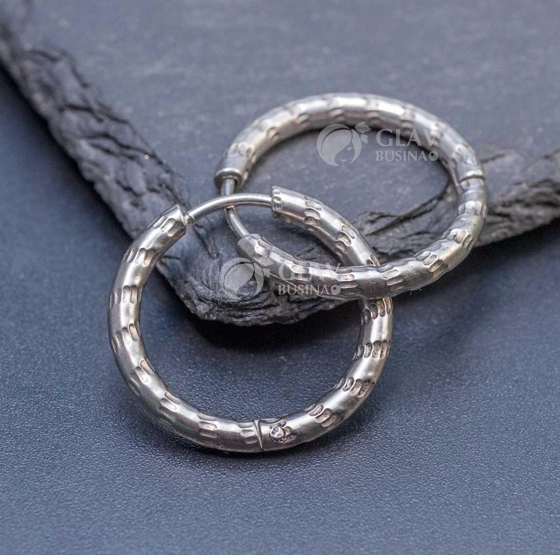 Швензы-бублики, узор-бамбук, хирургическая сталь, внутр. диам. 12мм, толщина 2.5мм.