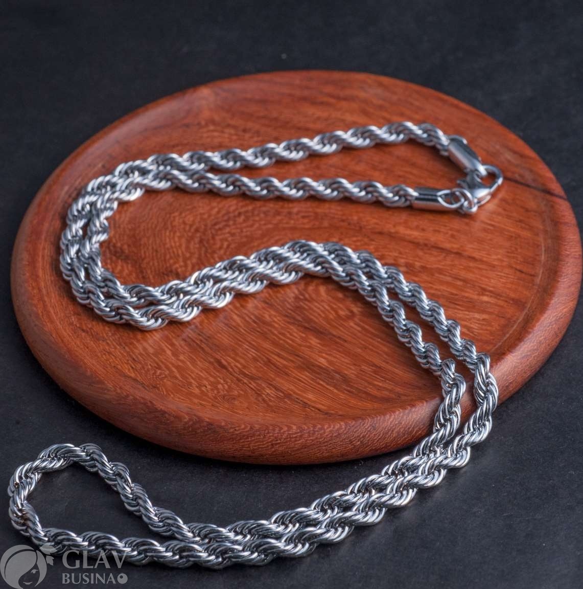 ОПТ (10 шт) Цепочка на шею с долговечным гальваническим покрытием, плетение корда, р-р 4мм, замочек 12мм, общая длина 60см.
