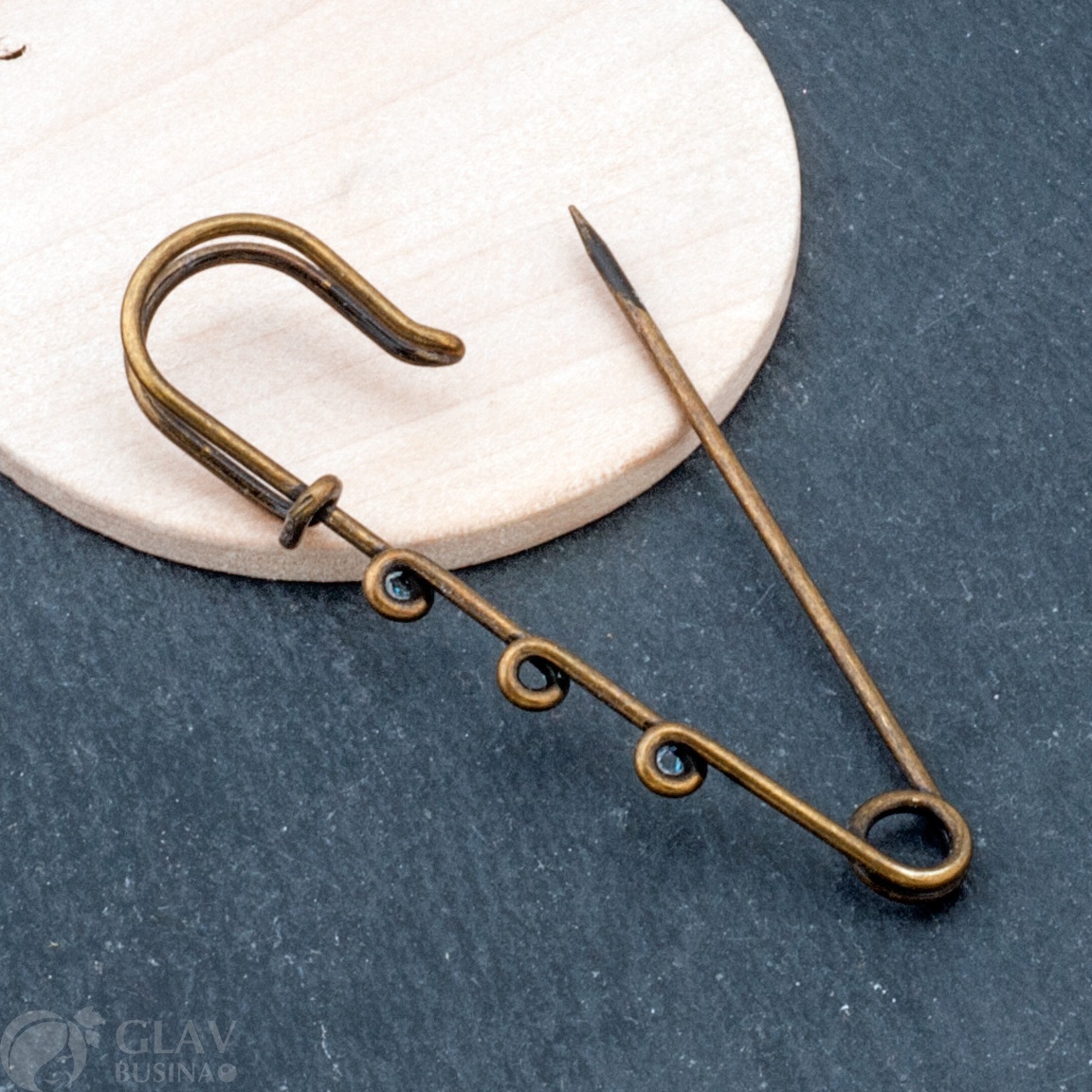 ОПТ (10 шт) Основа для броши, булавка с тремя петлями, цвет бронза, р-р 65 мм, диаметр петли 2мм, в упаковке 1 шт.
