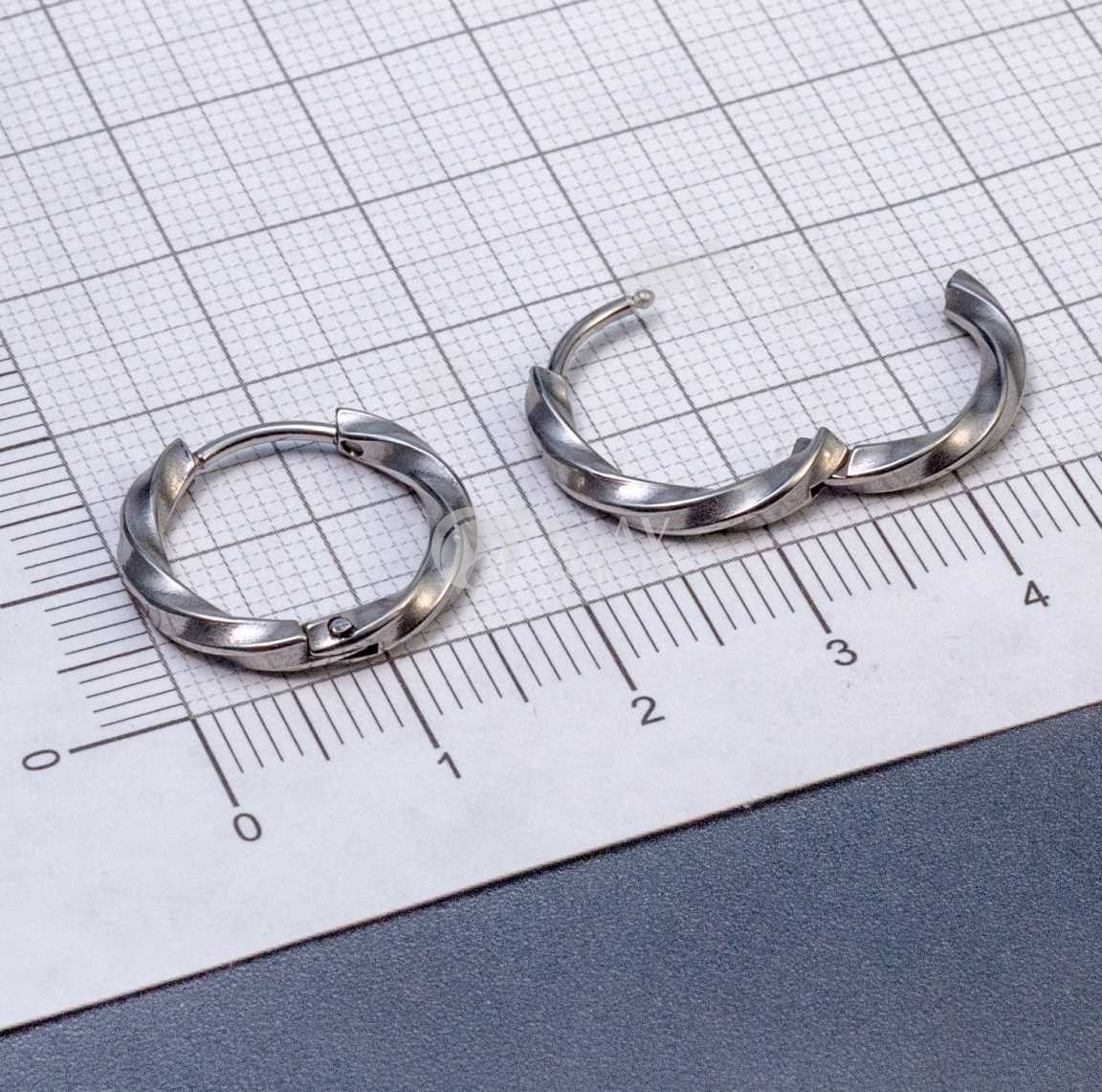 Швензы-бублики, узор-витой, хирургическая сталь, внутр. диам. 12мм, толщина 2.5мм.