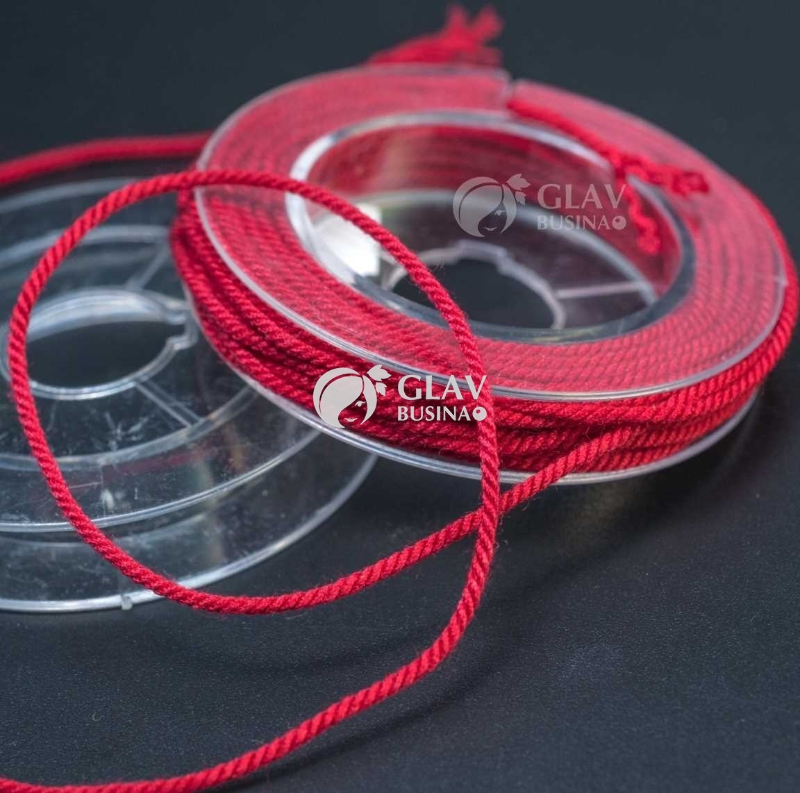 ОПТ (10 кат.) Полиэстровый шнур, текстура хлопка, 1мм, цвет винный красный, катушка 5м.