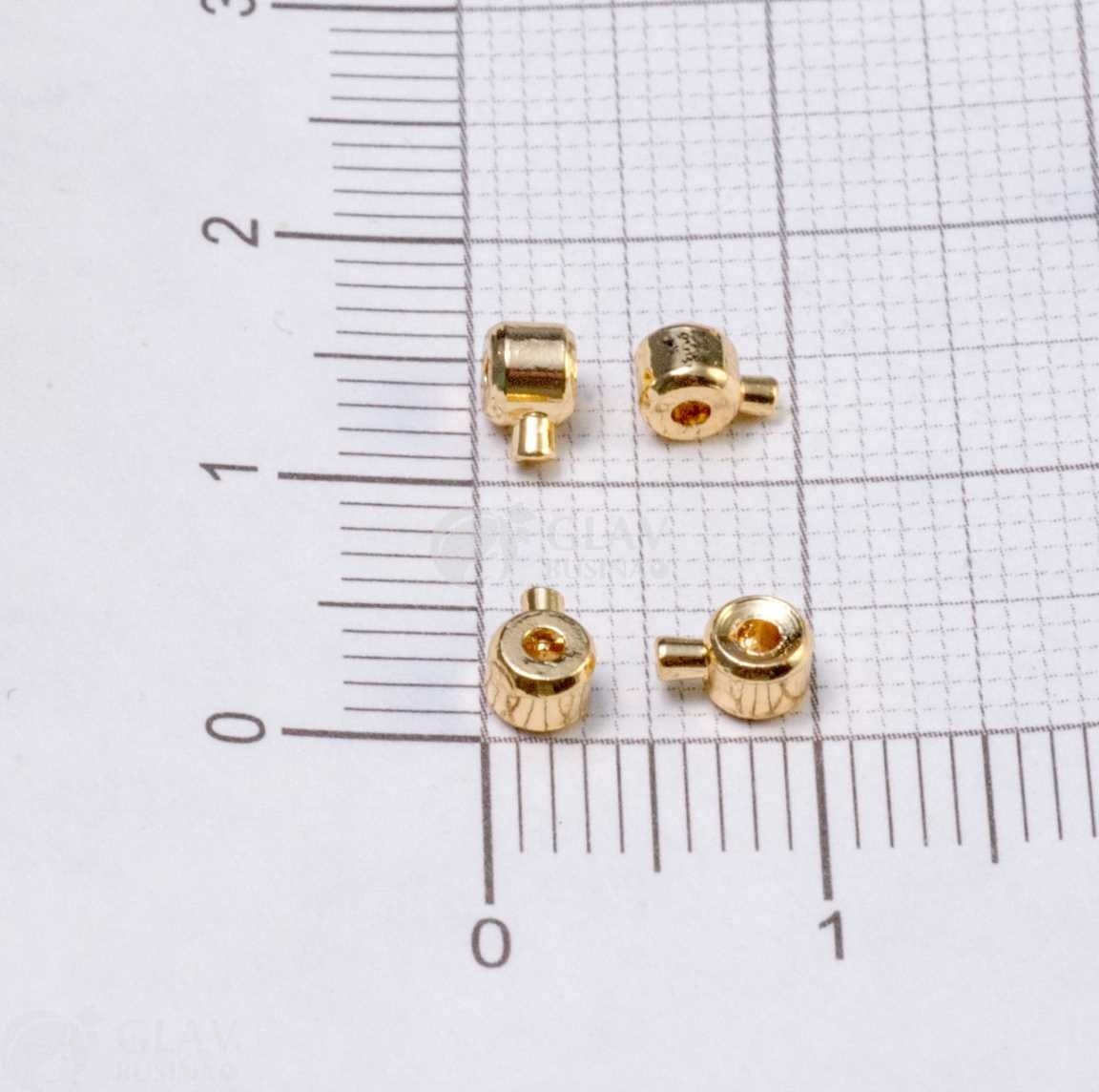 ОПТ (20 шт) Кримп самозажимной р-р 4х3мм, отв. 0.7мм, латунь, покрытие позолота 14к.