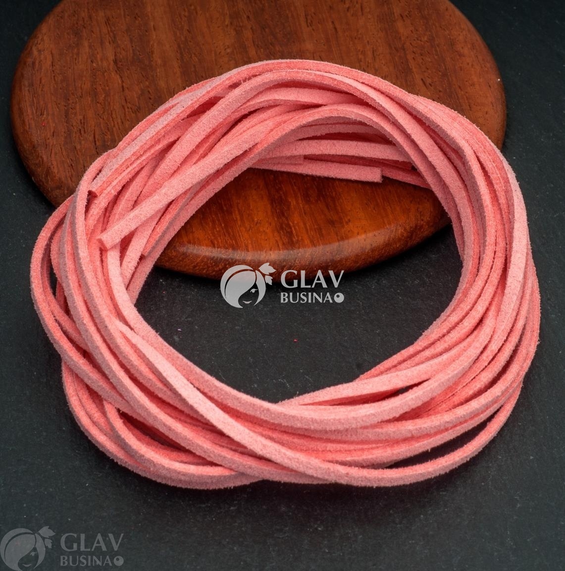 ОПТ (100 шт) Шнур из искусственной замши, хлопковый, розовый, р-р 2.5х1.5 мм, в 1 отрезке 1 метр.