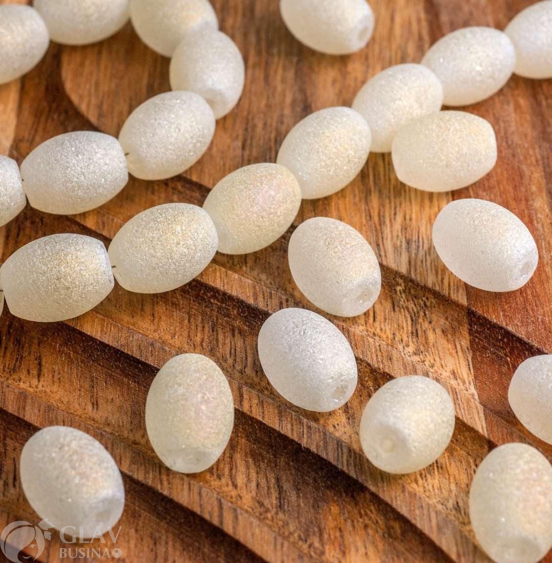 Сахарные бусины-бочонки из прозрачного стекла, матовые, цвет светло-желтые, р-р 13х10мм, отв.1,5мм.