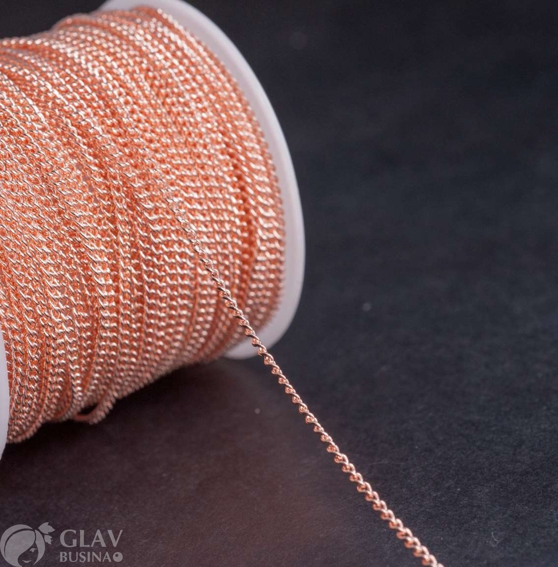 Цепочка латунная плетение твист, р-р 2х1.5х0.5мм, цвет розовое золото.