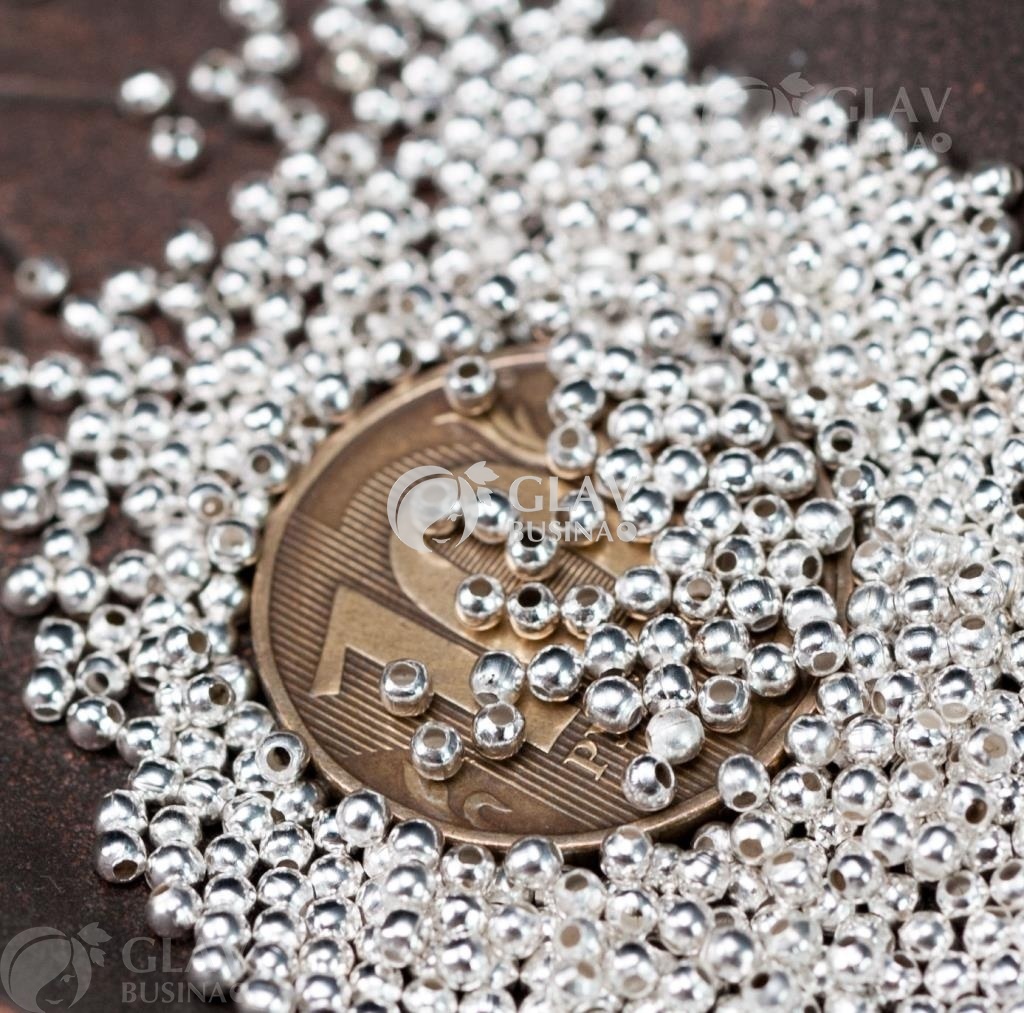 ОПТ (5000 бусин) Полые, легкие металлические бусины-шарики, диам. 2мм, отв-е 0.6мм, цвет серебро.