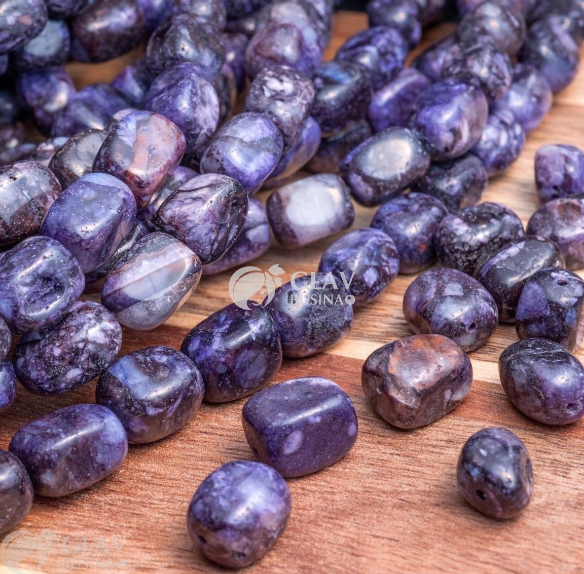 ОПТ (250 бусин) Агат тонированный под чароит, гладкая бусина прямоугольная галтовка, средний р-р 11х8х8мм, отв. 1мм.