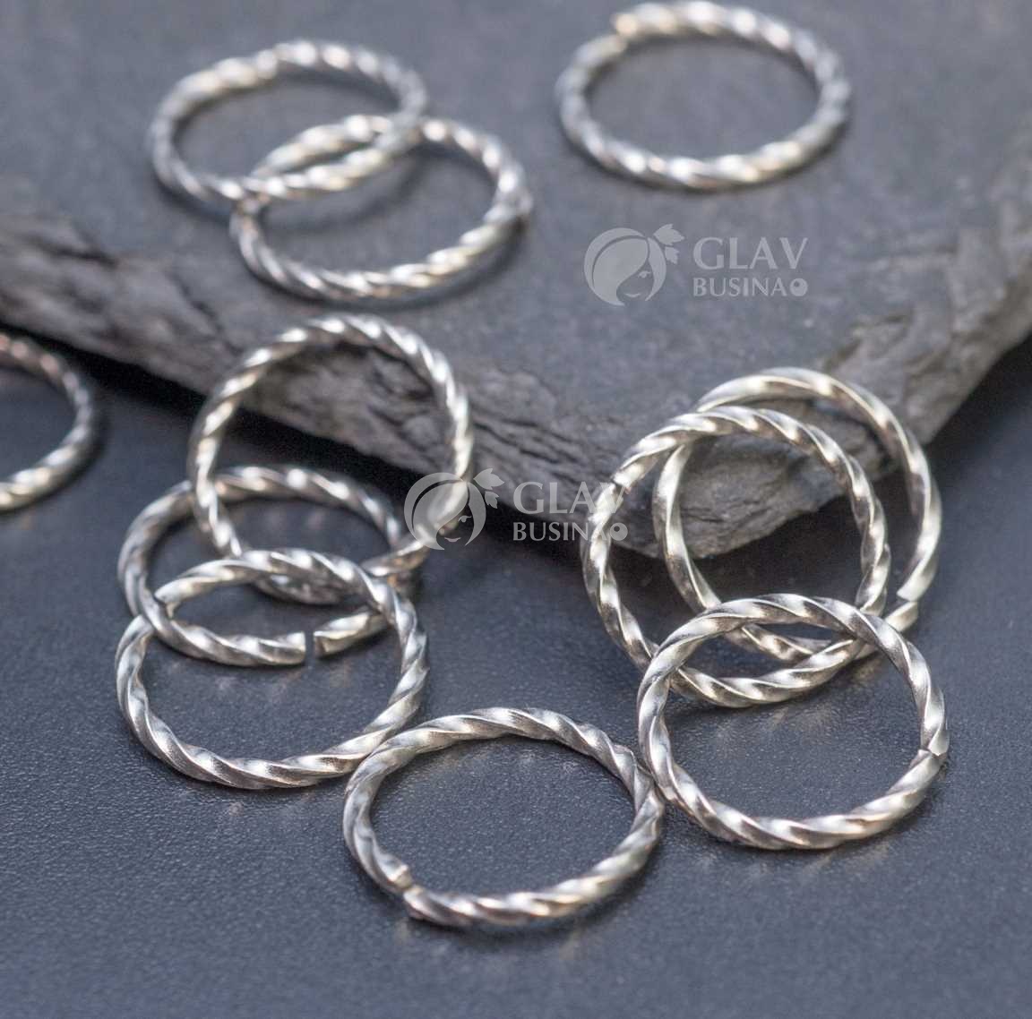 Колечки-коннекторы из хирургической стали, витые, 12х1.2мм.