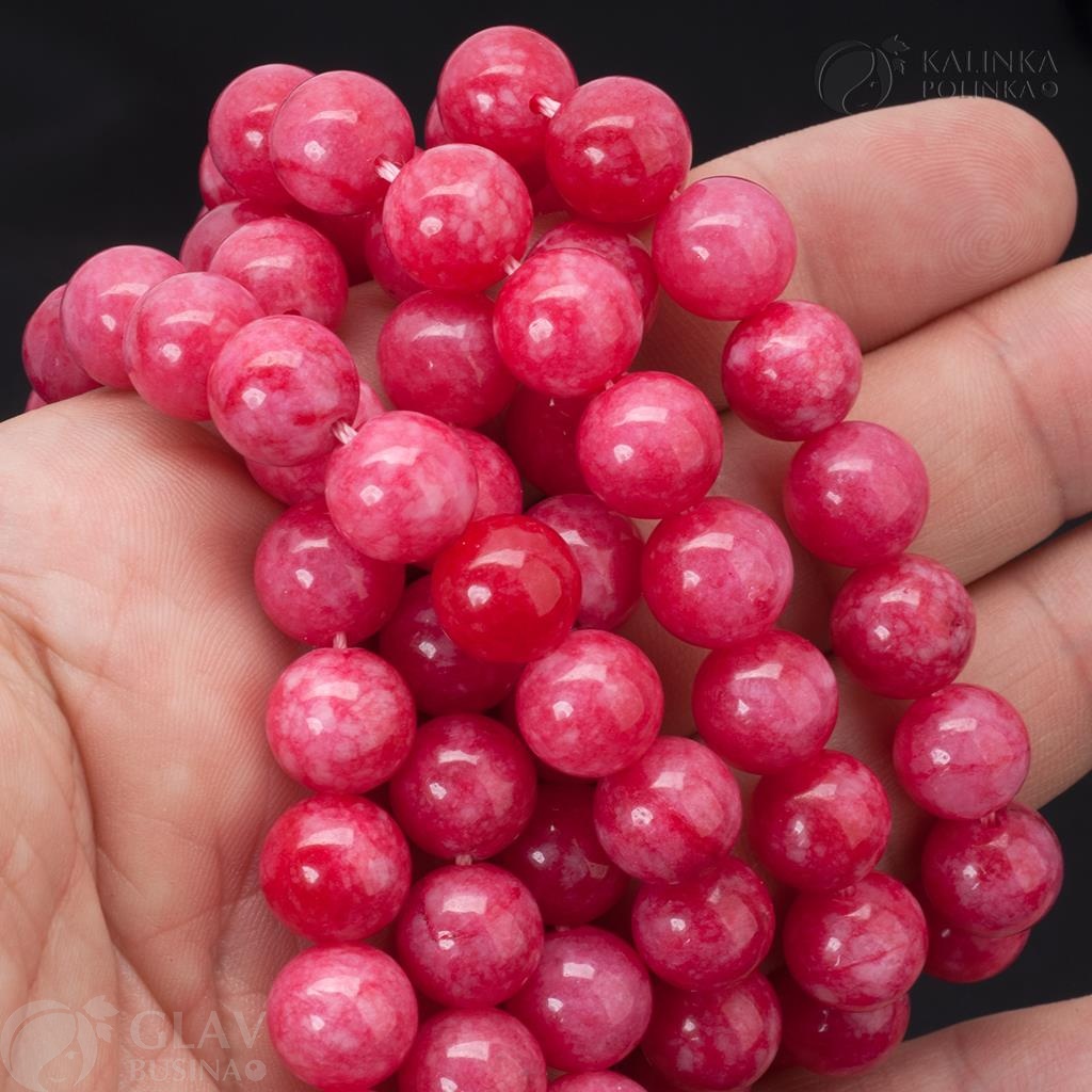 Бусины тонированного агата, красные, шар 10мм, отв-е 0.8мм.