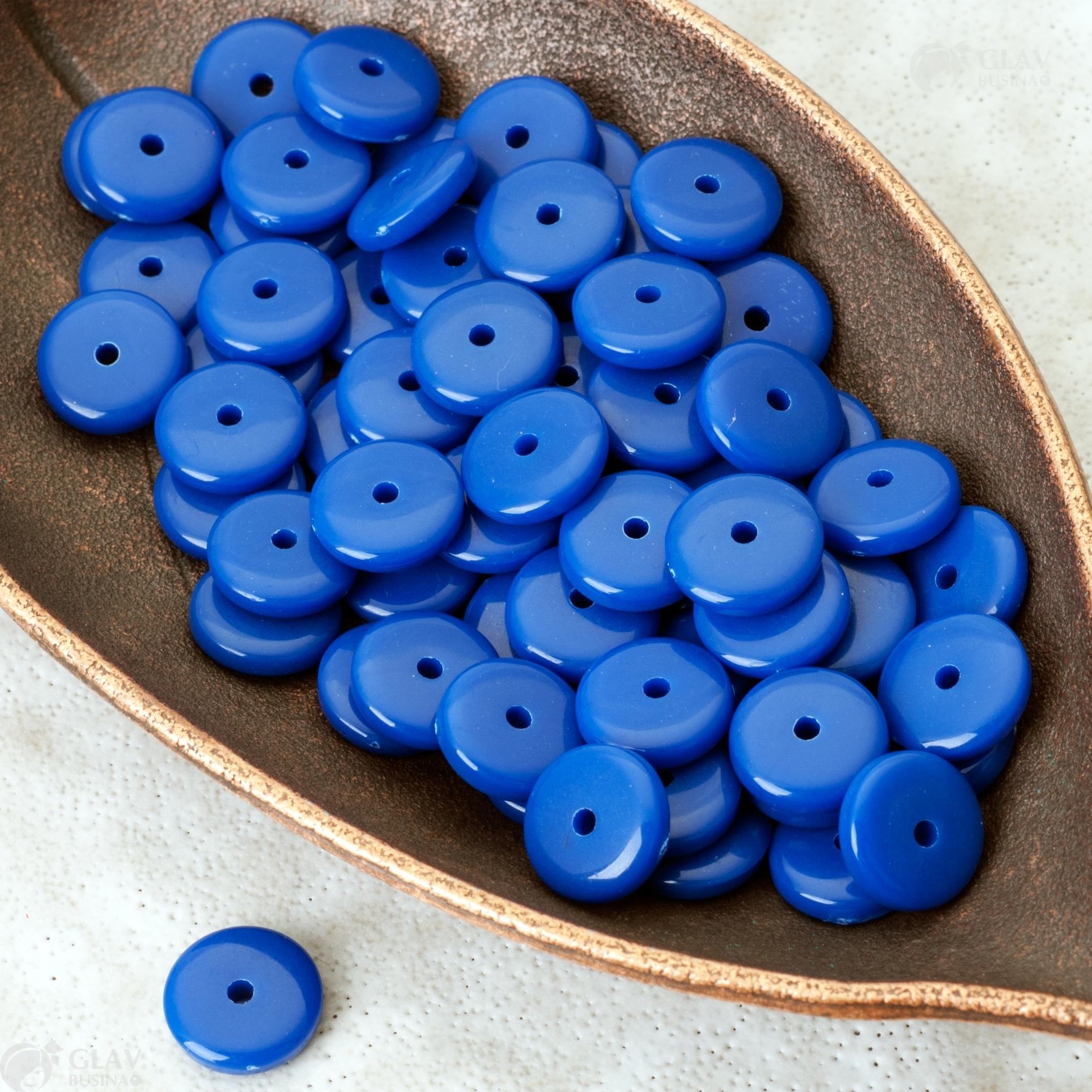 ОПТ (150 шт) Разделительные бусины-хейши, акриловые, р-р 10х3мм, отв-е 1.6мм, цвет сапфировый.