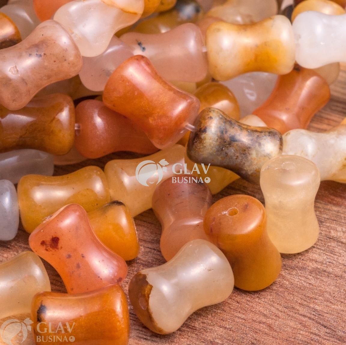 ОПТ (100 бусин) Агат, гладкая бусина толстый бамбук, р-р 12х8х6,5мм, отв 1мм.