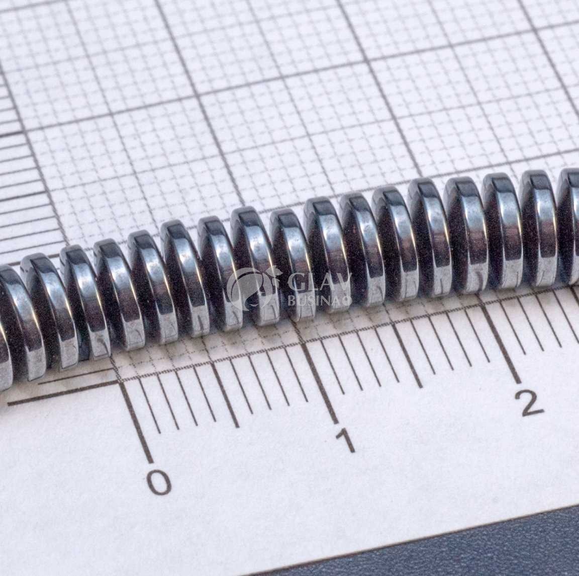 ОПТ (200 бусин) Бусина-хейши из немагнитного гематита, р-р 6х2мм, отв 1мм.