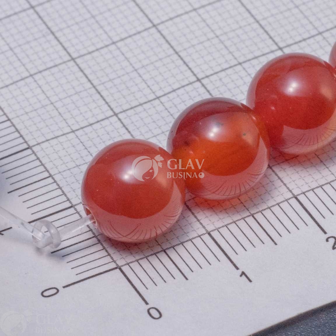 ОПТ (100 бусин) Красный агат, гладкие полированные бусины, шар, р-р 10мм, отв. 1мм.