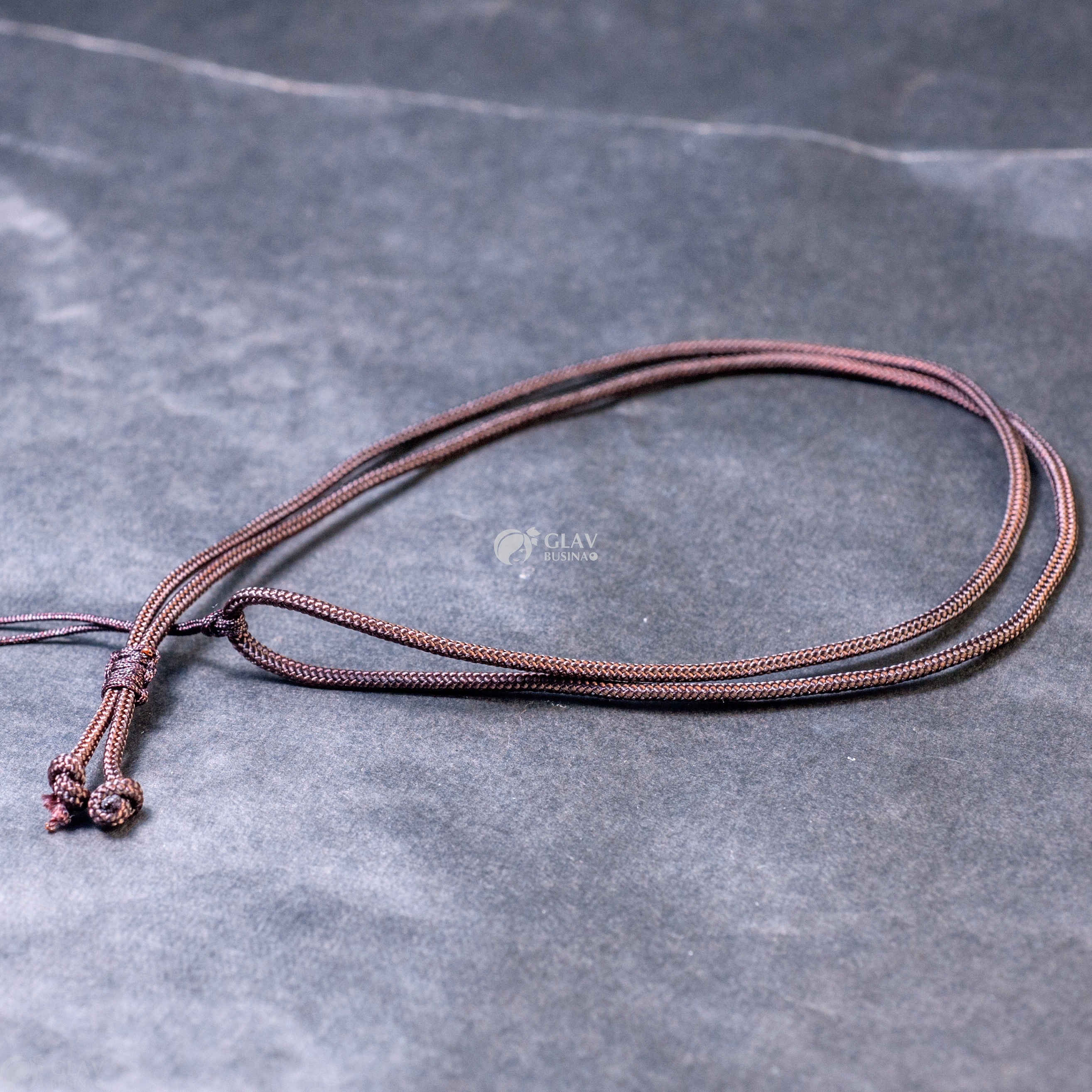 ОПТ (100 шт) Основа для колье из коричневого полиэстрового шнура, шнур 2,5мм х 65см, плетеная стоперная бусина, бейл-ниточка.