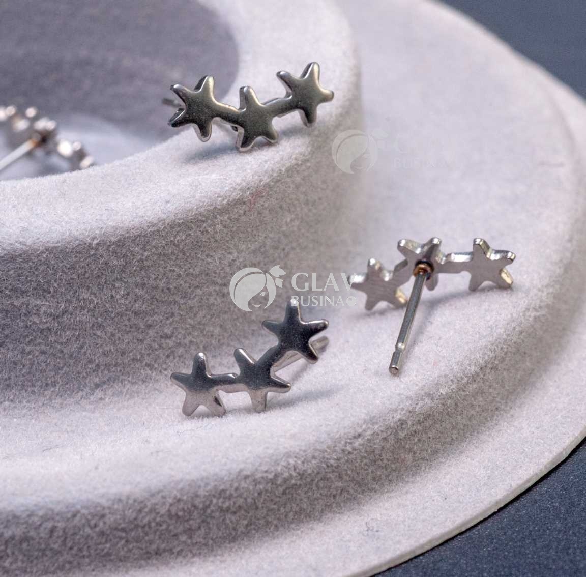 Пусеты созвездие, из хирургической стали, р-р 12х5.5х1мм, гвоздик 11х0.8мм, цвет стальной.