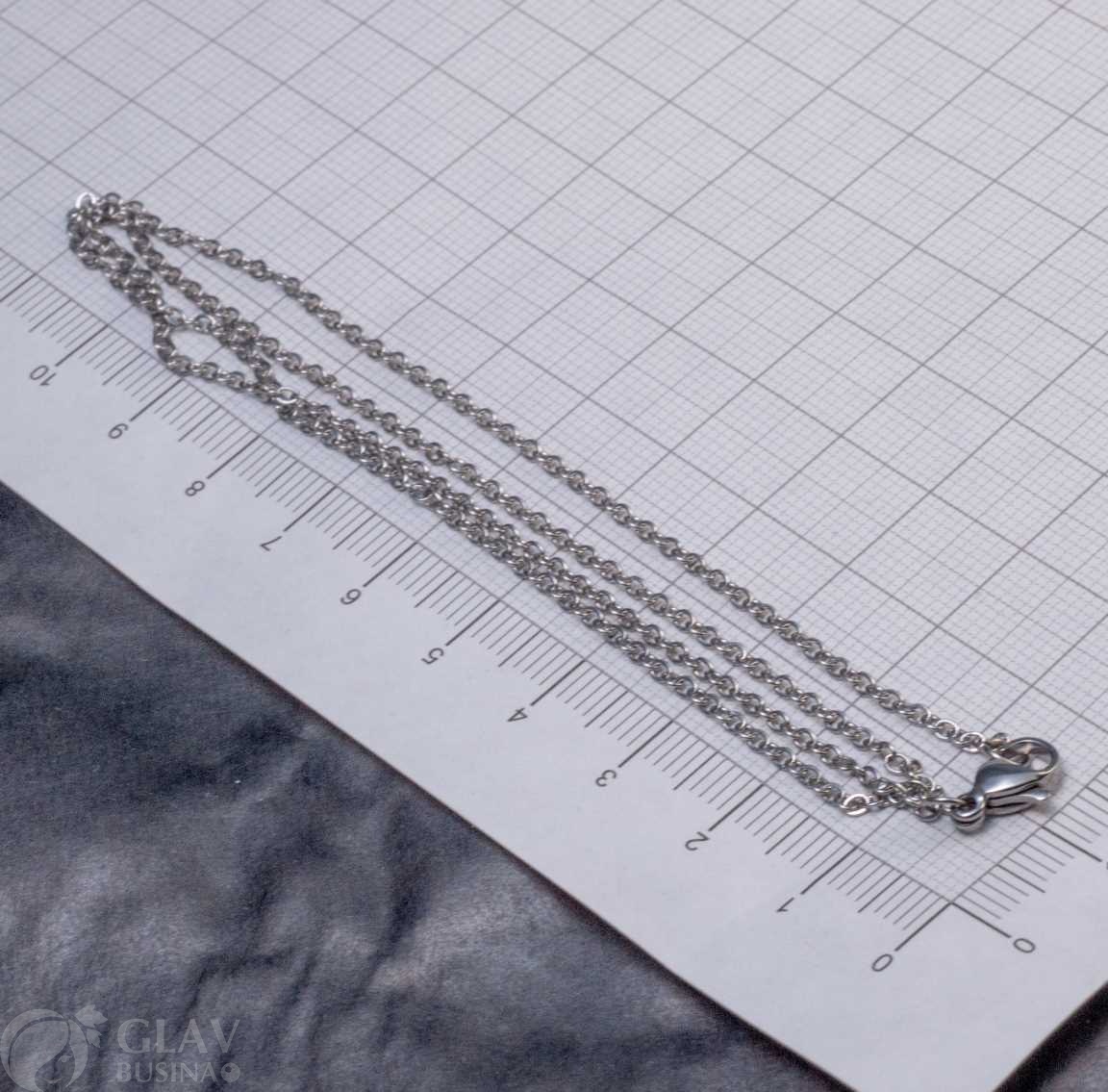 Цепочка якорная с замочком, р-р 2.1х2х0.3мм, длина 45см, замочек 10мм, нерж. сталь, цвет натуральный.