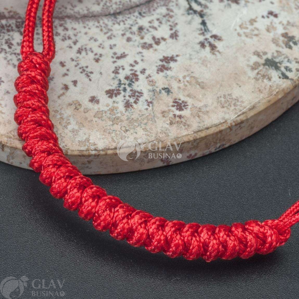 ОПТ (50 шт) Основа для браслета из красного полиэстрового шнура, шнур 5мм х 28см, регулируется до 13см, на скользящем узле.