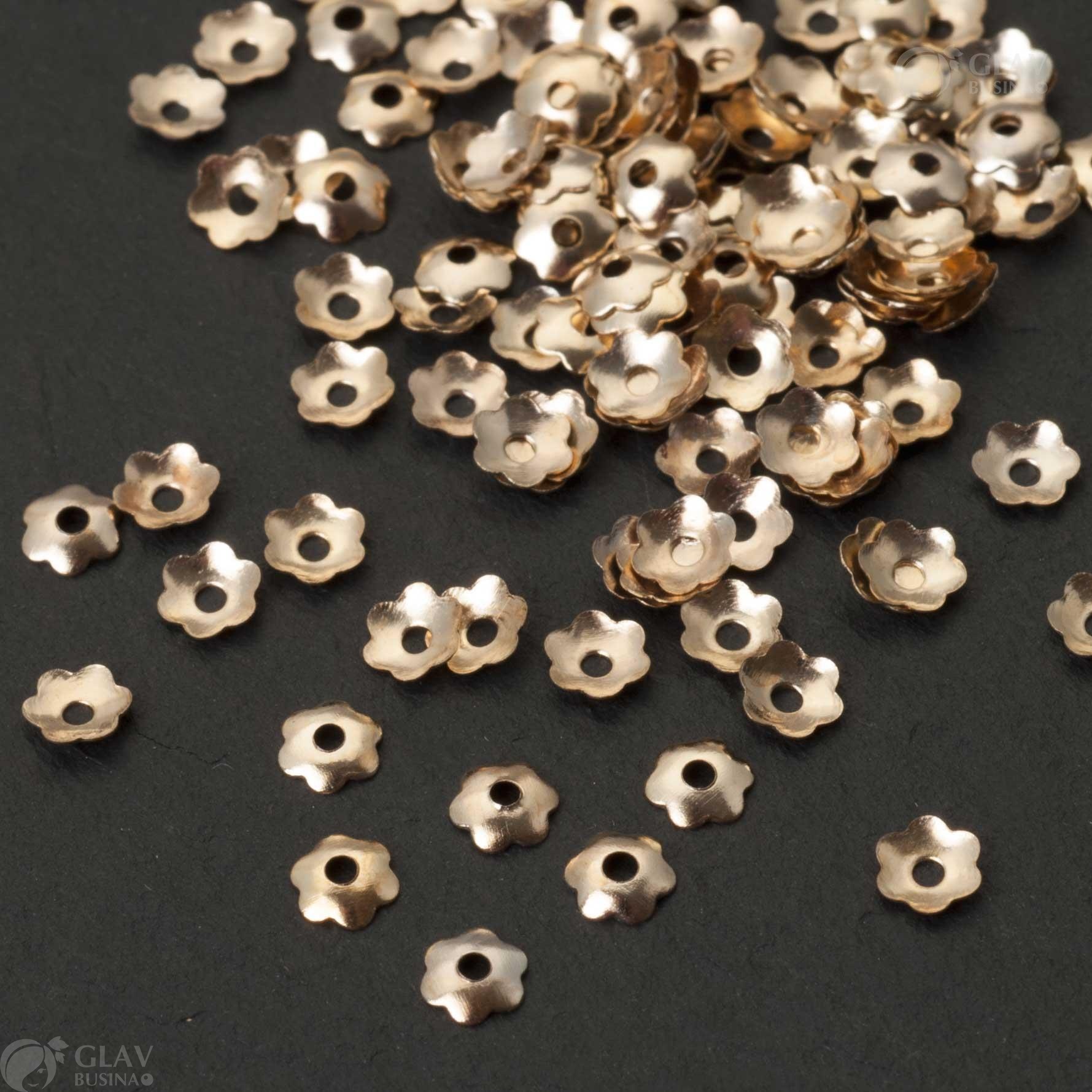 Шапочки для бусин железные, диам. 3.5мм, отв-е 1мм, цвет KC gold.