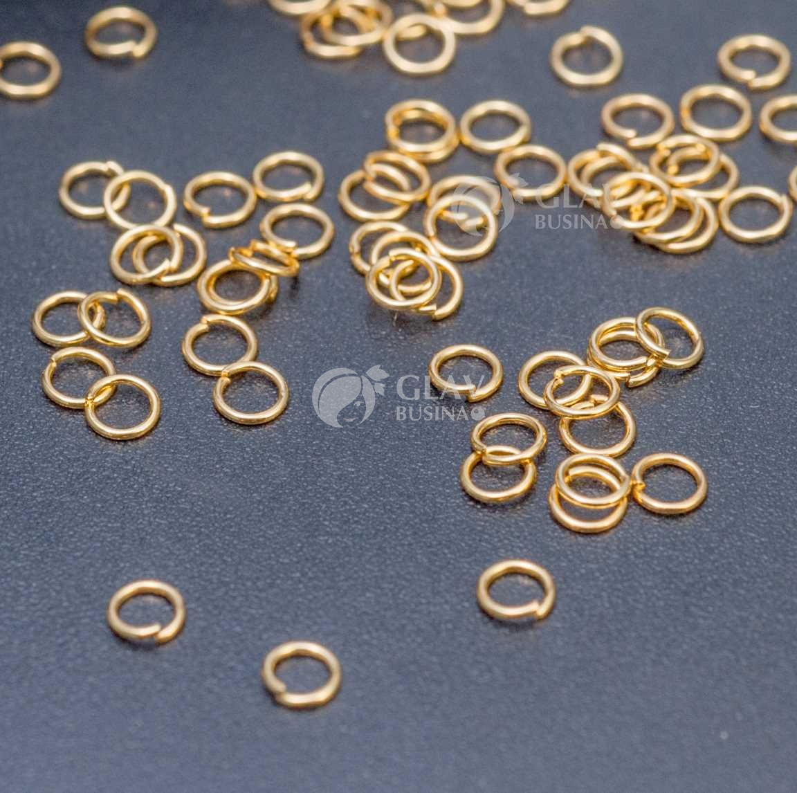 Колечки соединительные, открытые из хирургической стали, р-р 3х0.4 мм, натуральная позолота 18K.