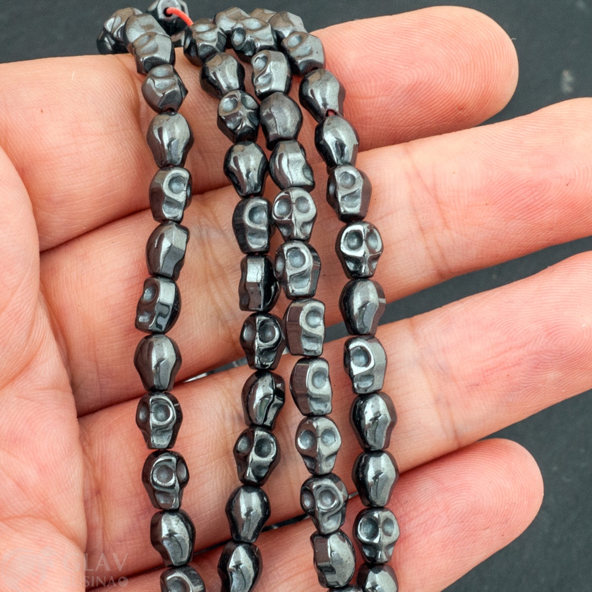 ОПТ (50 бусин) Бусина немагнитного гематита, череп, р-р 6х5х4, отв 1мм.