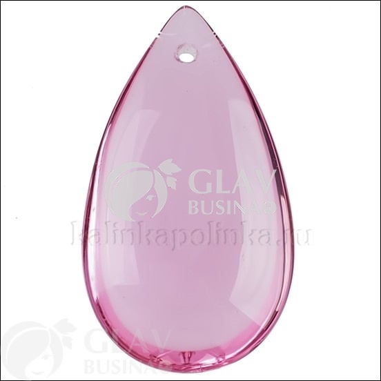 ОПТ (10 шт) Уценка:Кулон стеклянный, капля, р-р 37х22х10мм, цвет розовый, цена за 1шт.